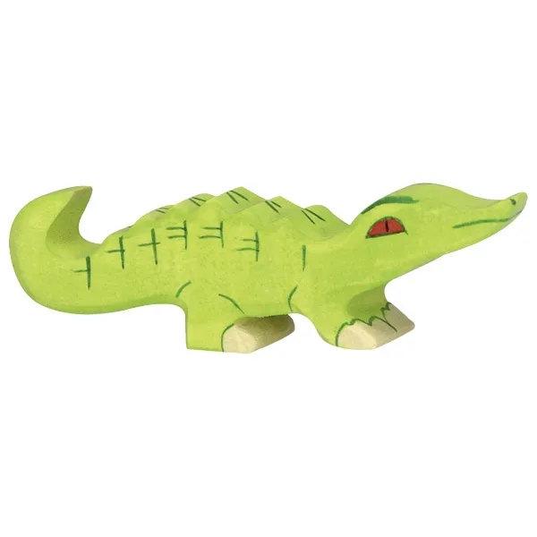 Holztiger coccodrillo piccolo figura legno dipinta a mano