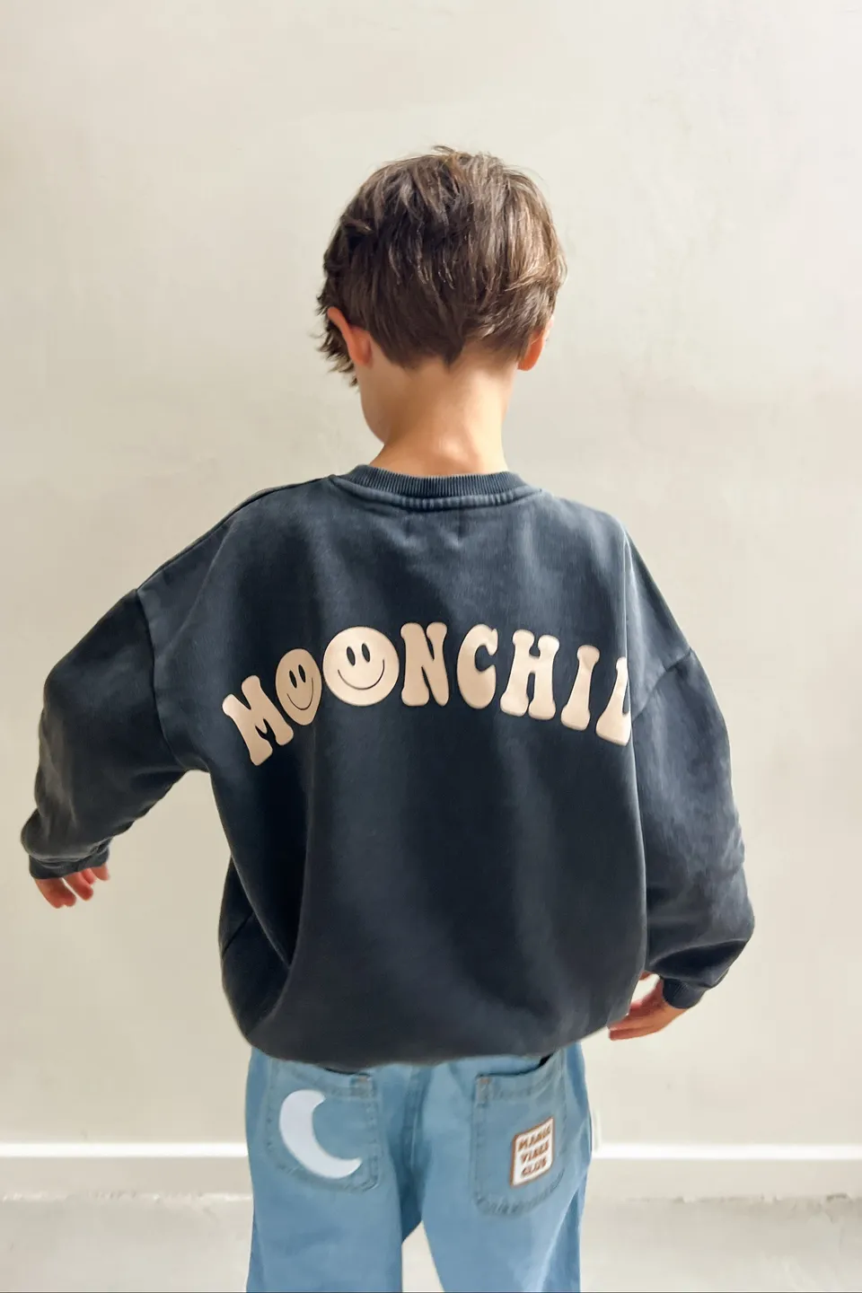 Ella and Rapha Moonchild Little felpa grigia vintage larga cotone
