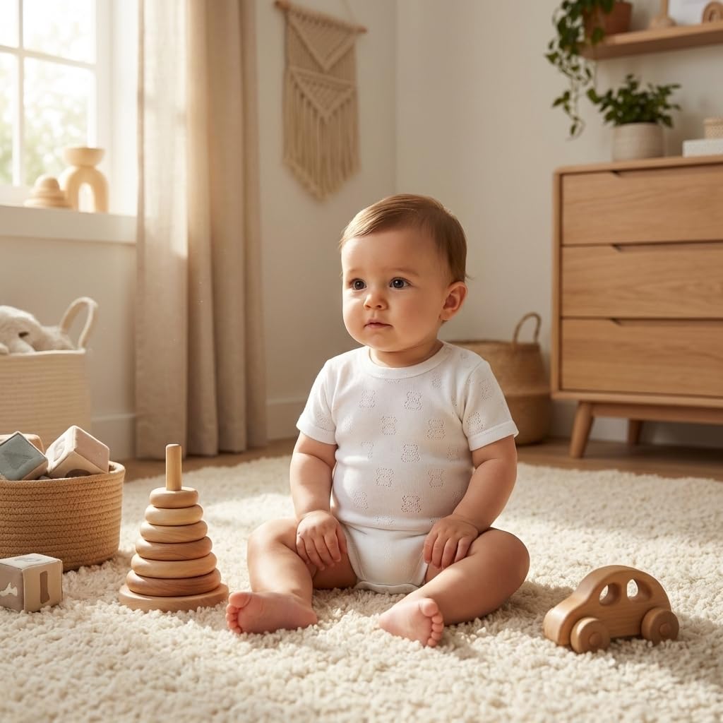 Babidu Body Manica Corta Cotone Traforato Orsetto 2-3 Anni
