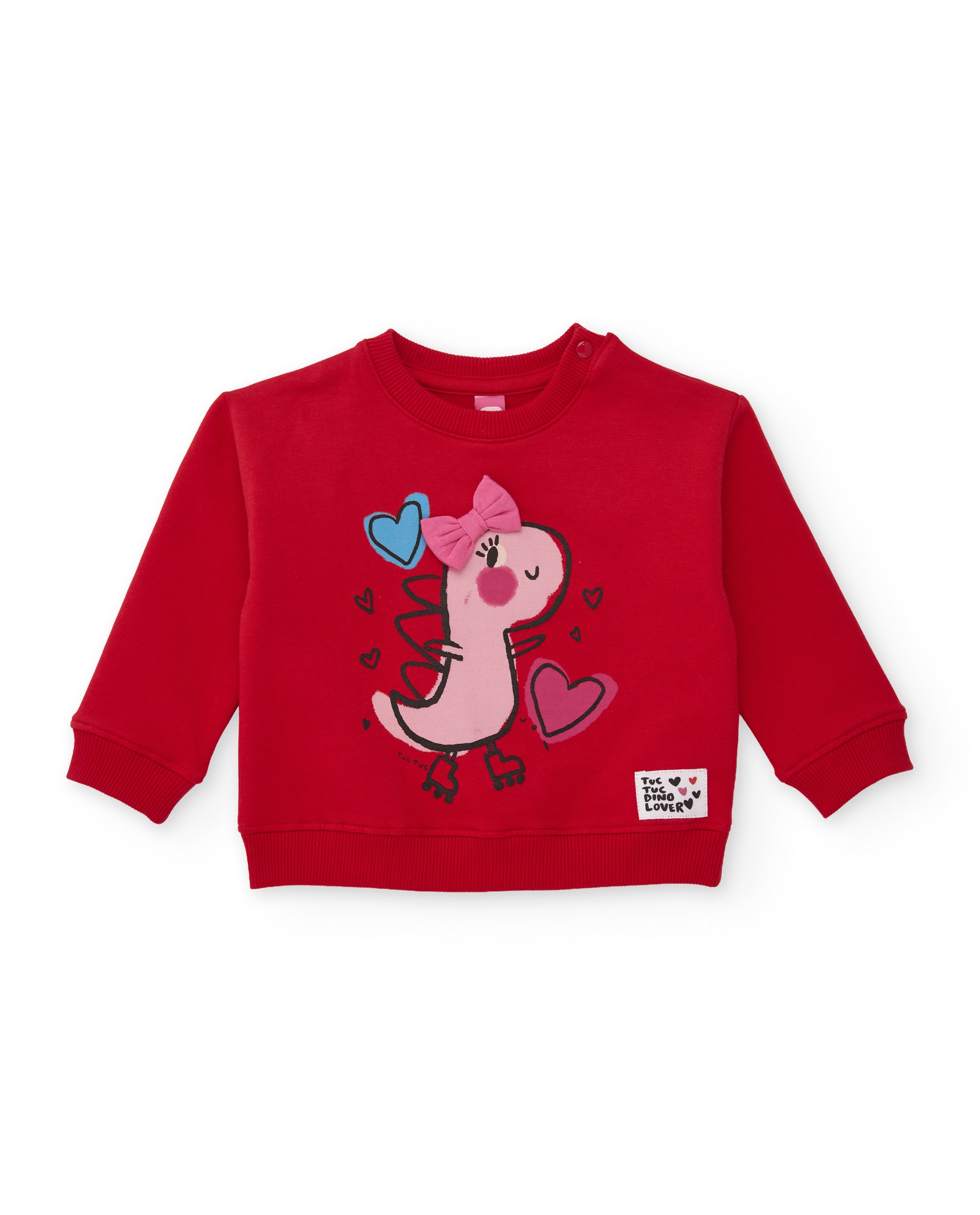Tuc Tuc Dino Roll tuta felpata bambina rossa dinosauro cuori