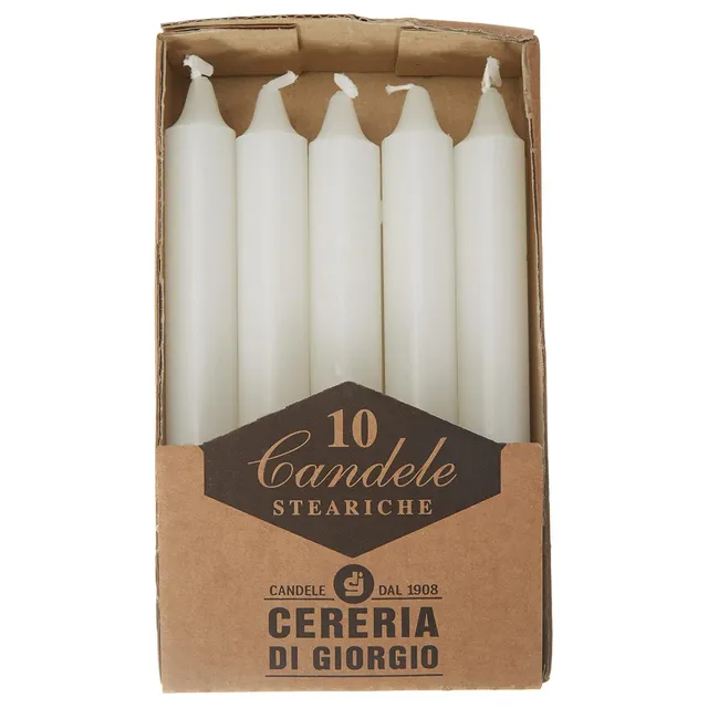 Set 10 Candele Cera Bianco 18x150 mm