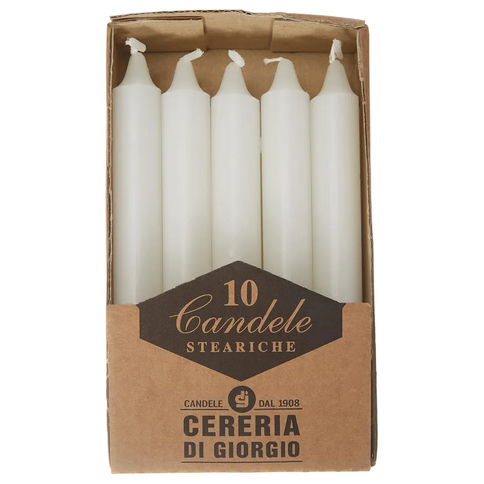 Set 10 Candele Cera Bianco 18x150 mm