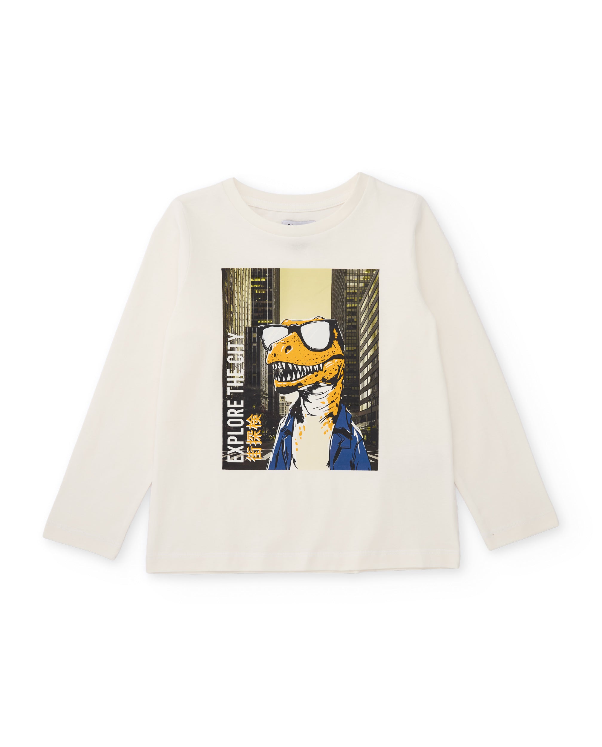Tuc Tuc maglia bambino dinosauro occhiali bianca