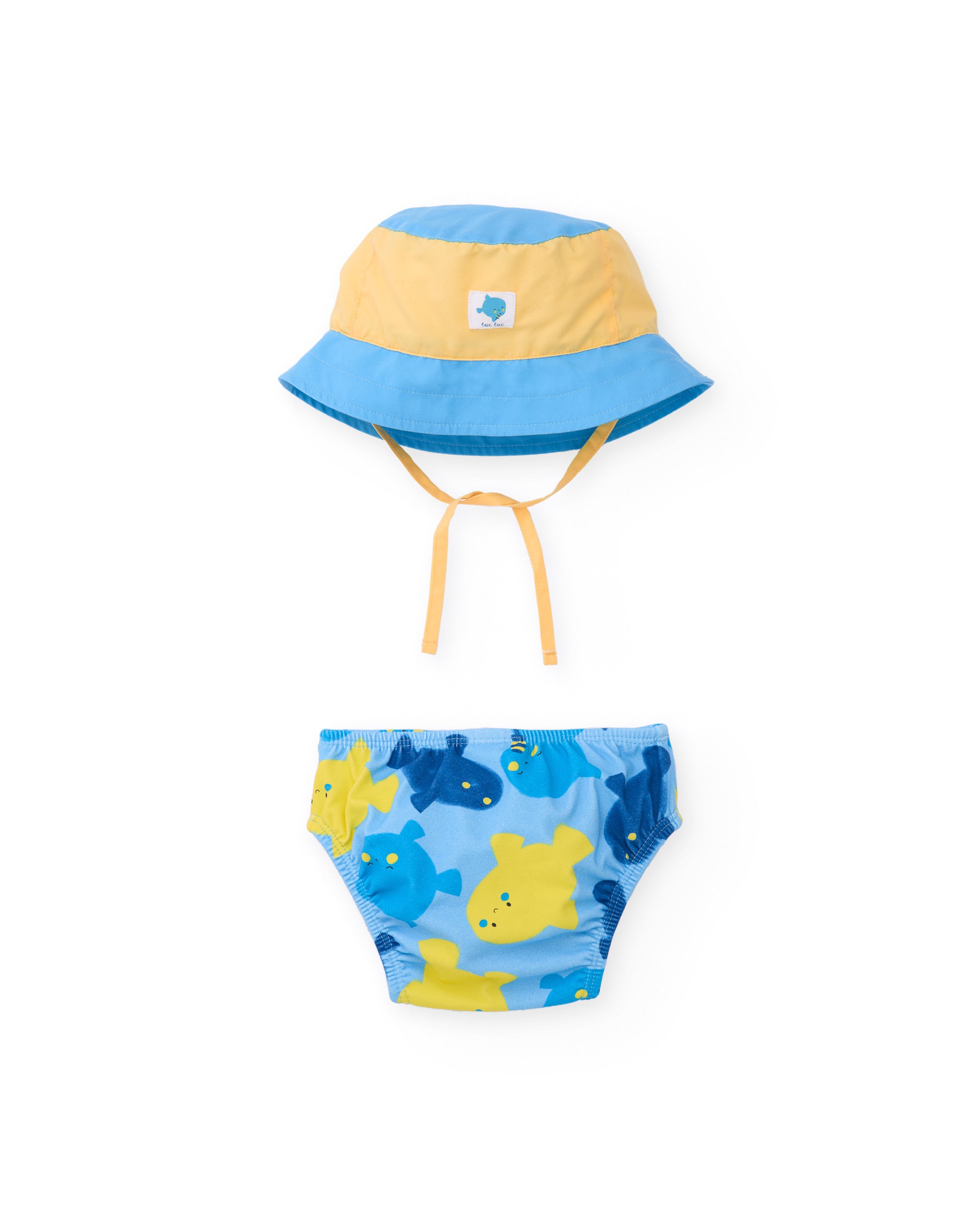 Tuc tuc set mare neonato blu costume cappello UPF 50+