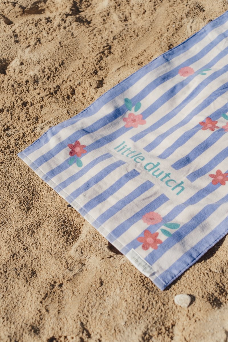 Little Dutch telo mare righe lilla fiori 60x120 cotone