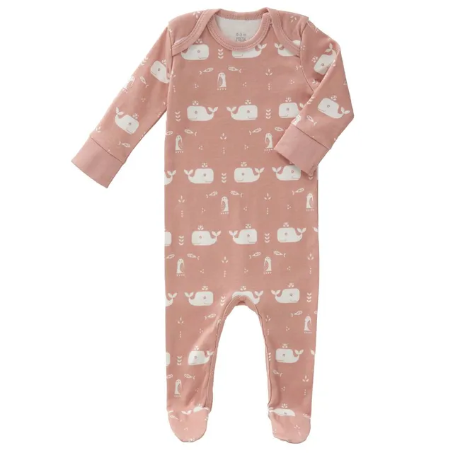 Fresk Pigiama con Piedi Balene Rosa Cotone Bio