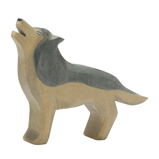 Ostheimer Lupo che ulula figura legno 8 cm