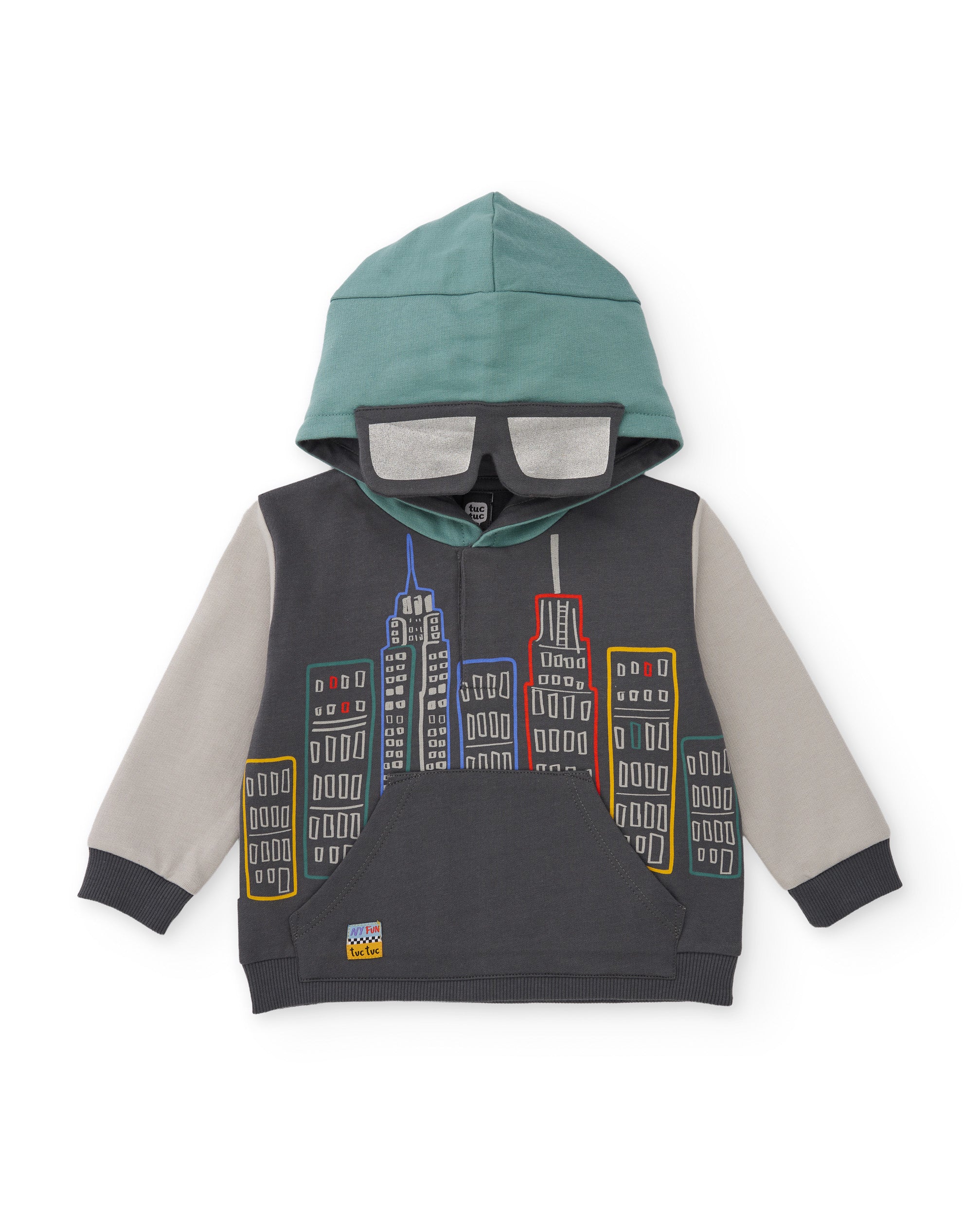 Tuc Tuc felpa bambino cappuccio stampa urban grigia