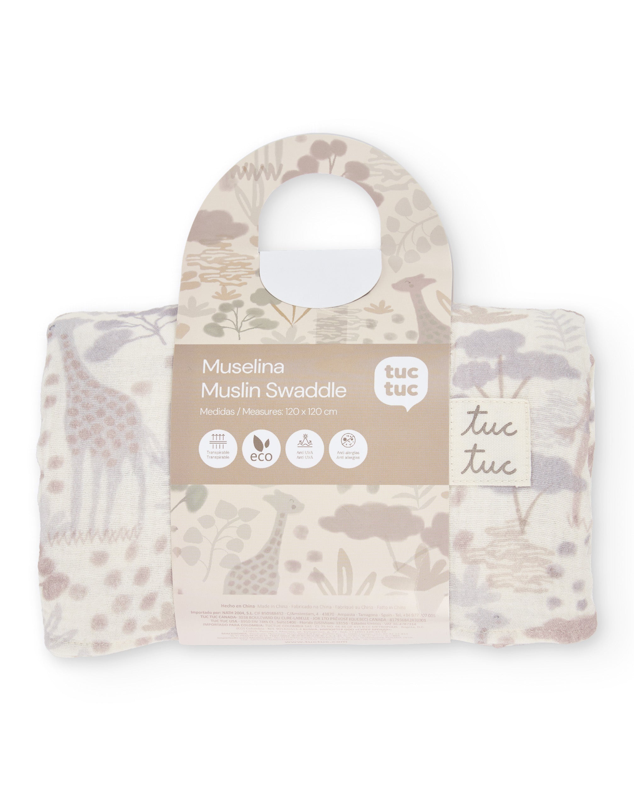 Tuc Tuc mussola neonato giraffa beige cotone 120x120