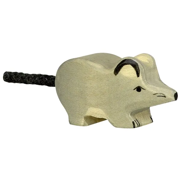 Holztiger topo grigio figura legno massello 5,2 cm