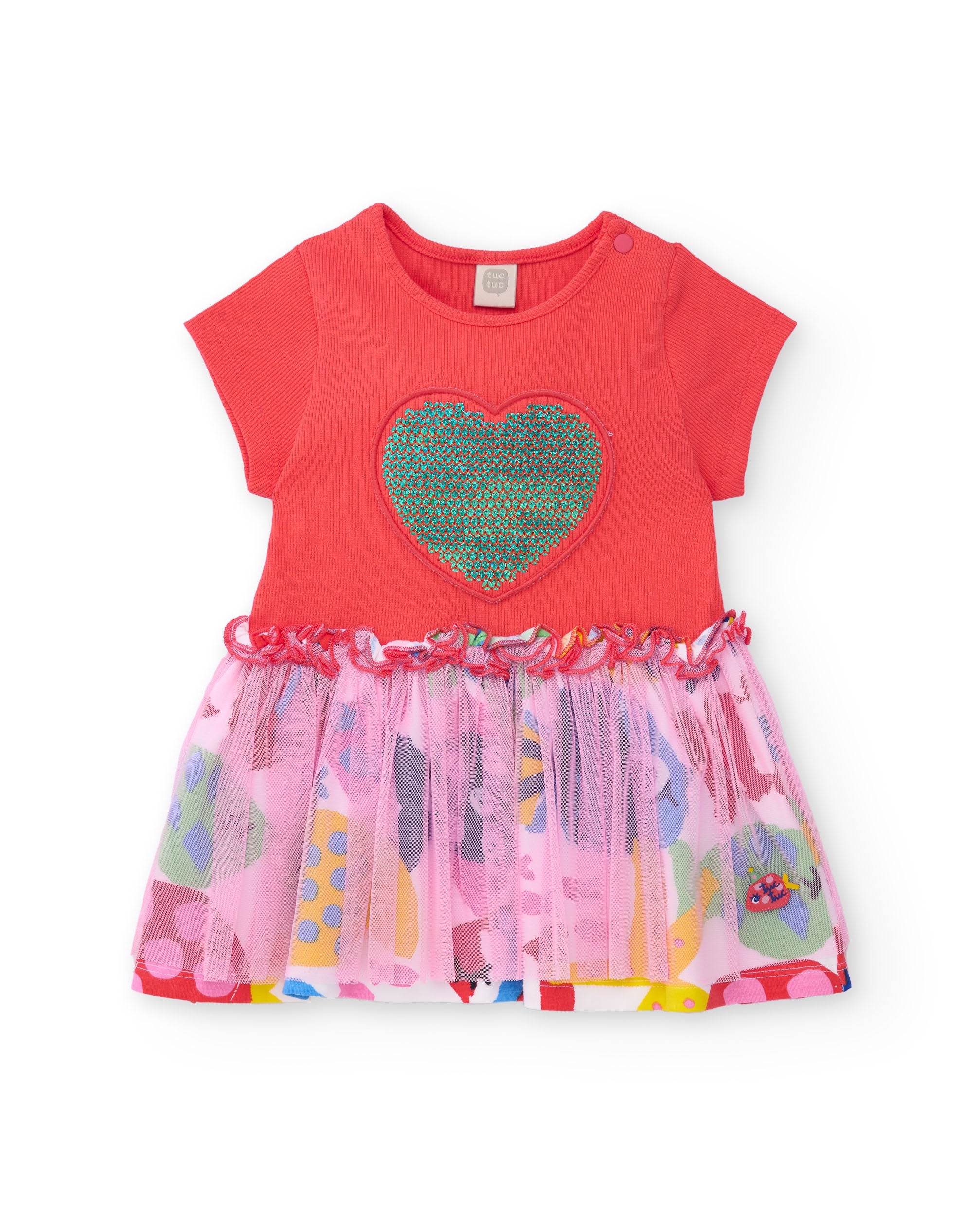 Tuc Tuc vestito bambina rosso cuore paillettes tulle