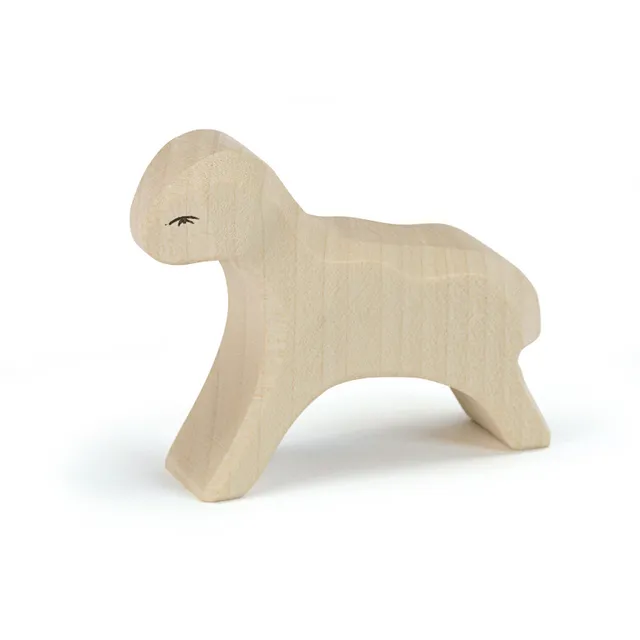 Ostheimer Agnello bianco figura legno h 6 cm dipinta a mano
