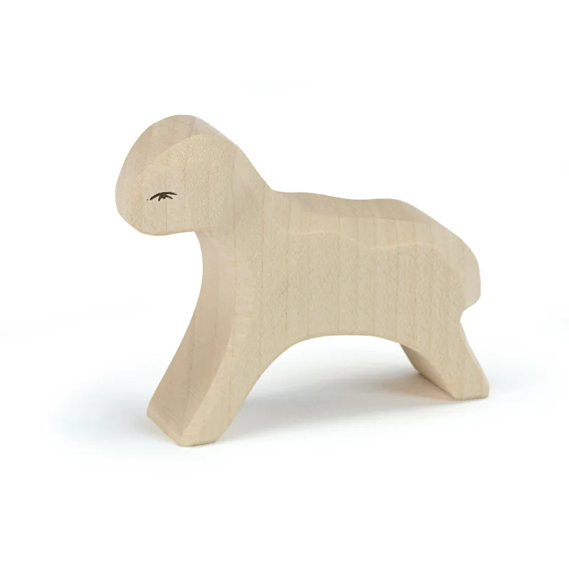 Ostheimer Agnello bianco figura legno h 6 cm dipinta a mano