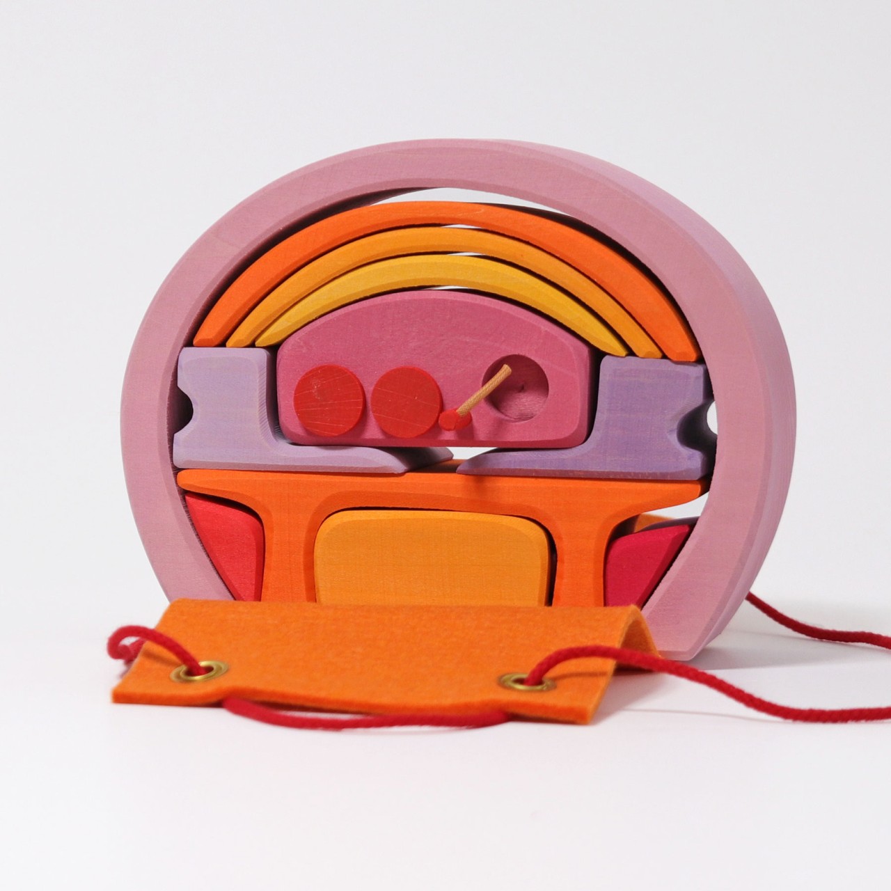 Grimm's Casa bambole impilabile rosa-arancio 14 pezzi