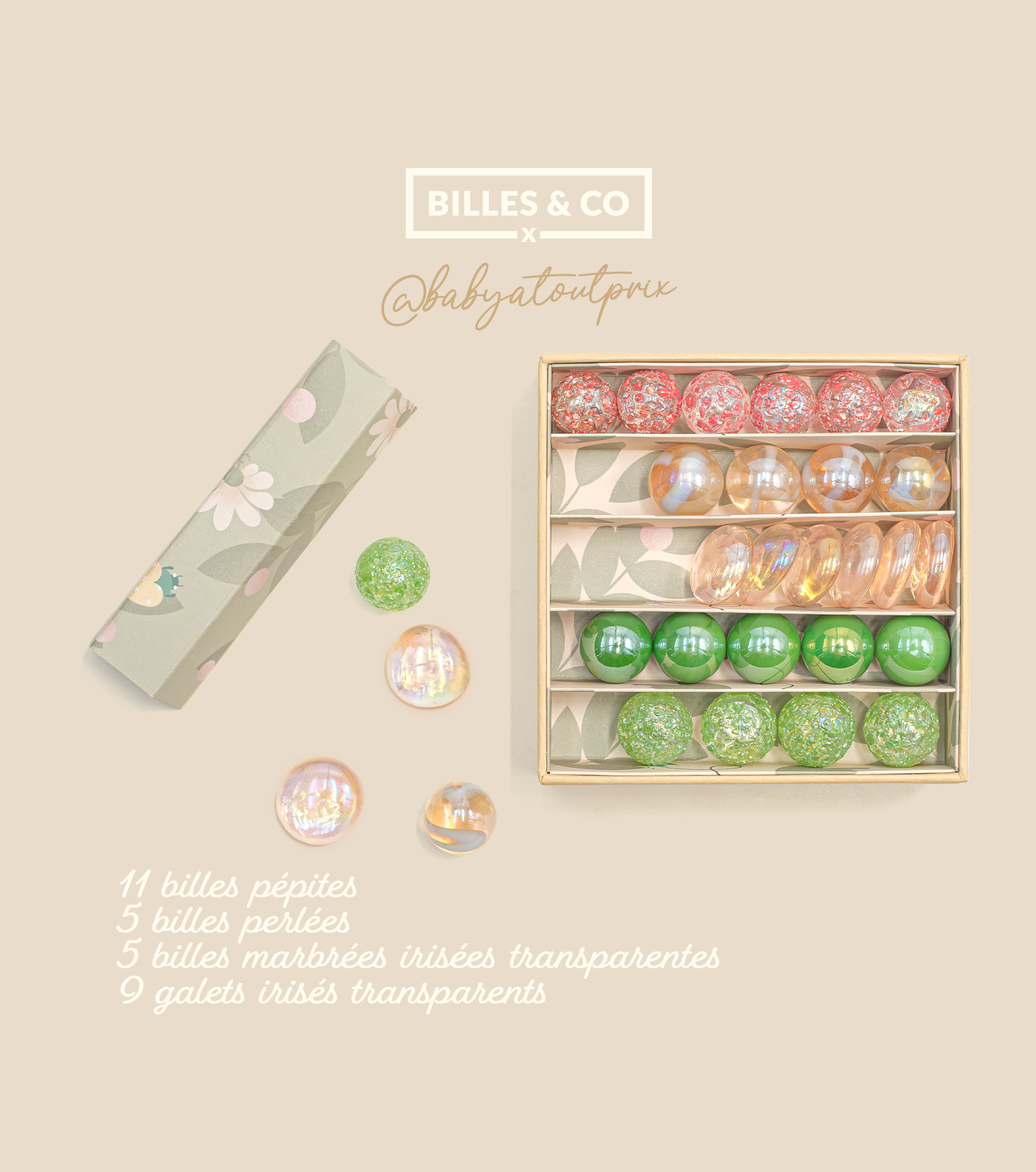 Billes & Co Babyatoutprix scatola biglie vetro 30 pezzi