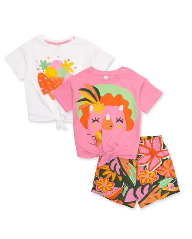 Tuc Tuc Completo Bambina 3 Pezzi Rosa con Shorts