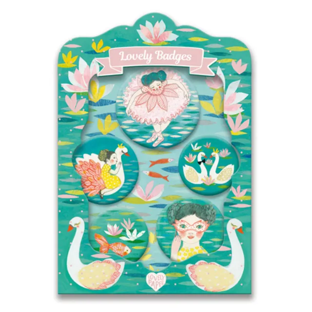 Djeco Lovely Badges Ballerina spille set 5 pezzi metallo