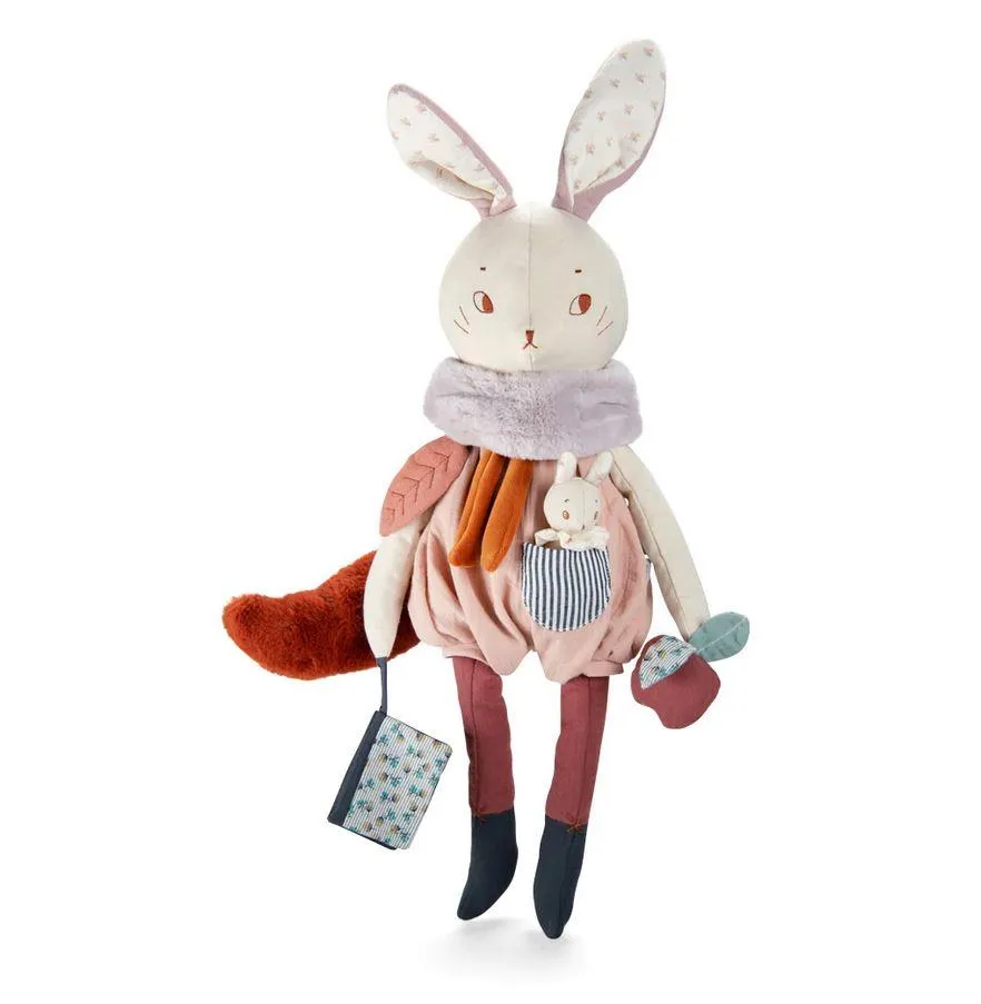 Moulin Roty Apres la Pluie pupazzo coniglio 65 cm sensoriale