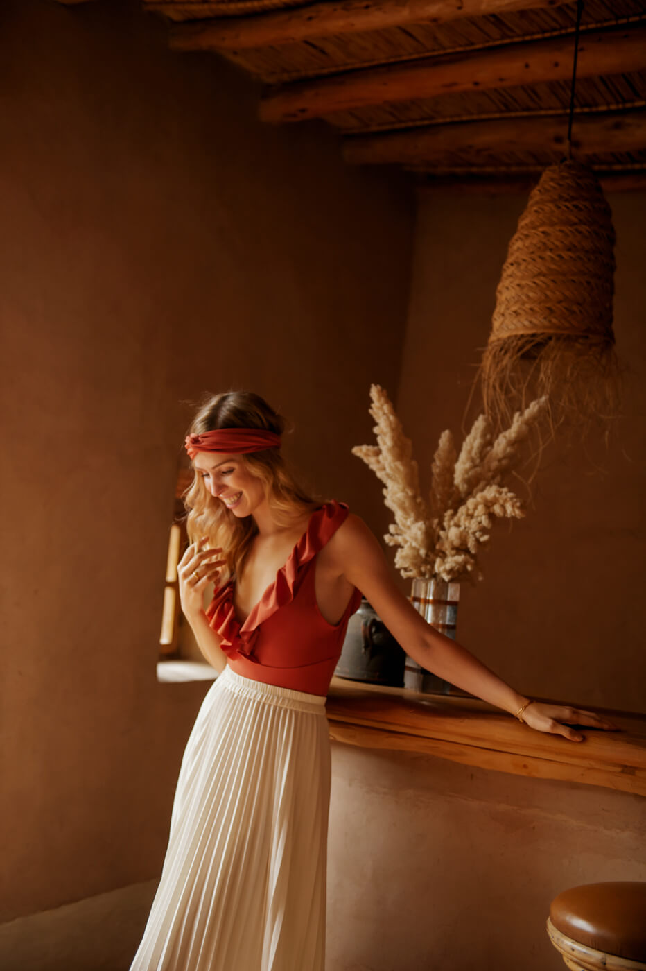Ella and Rapha RIAD RED ribbon fascia capelli rossa UPF 50+