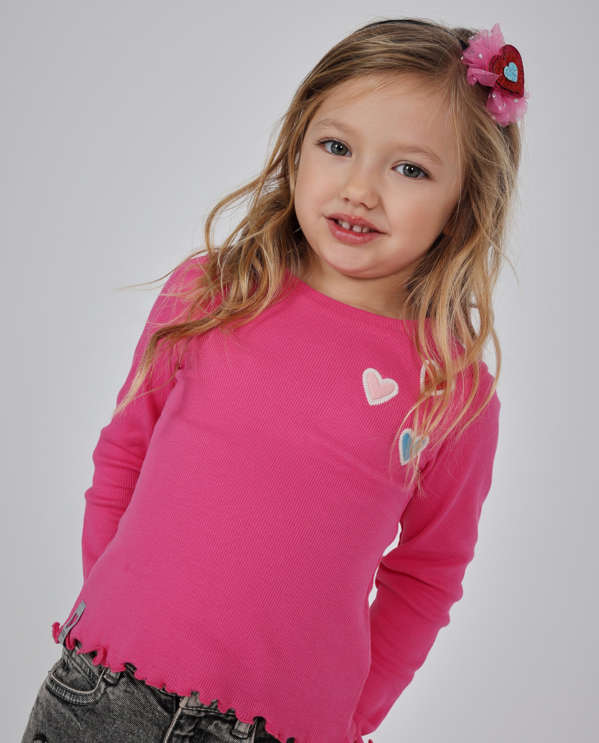 Tuc Tuc maglia bambina rosa maniche lunghe cuori