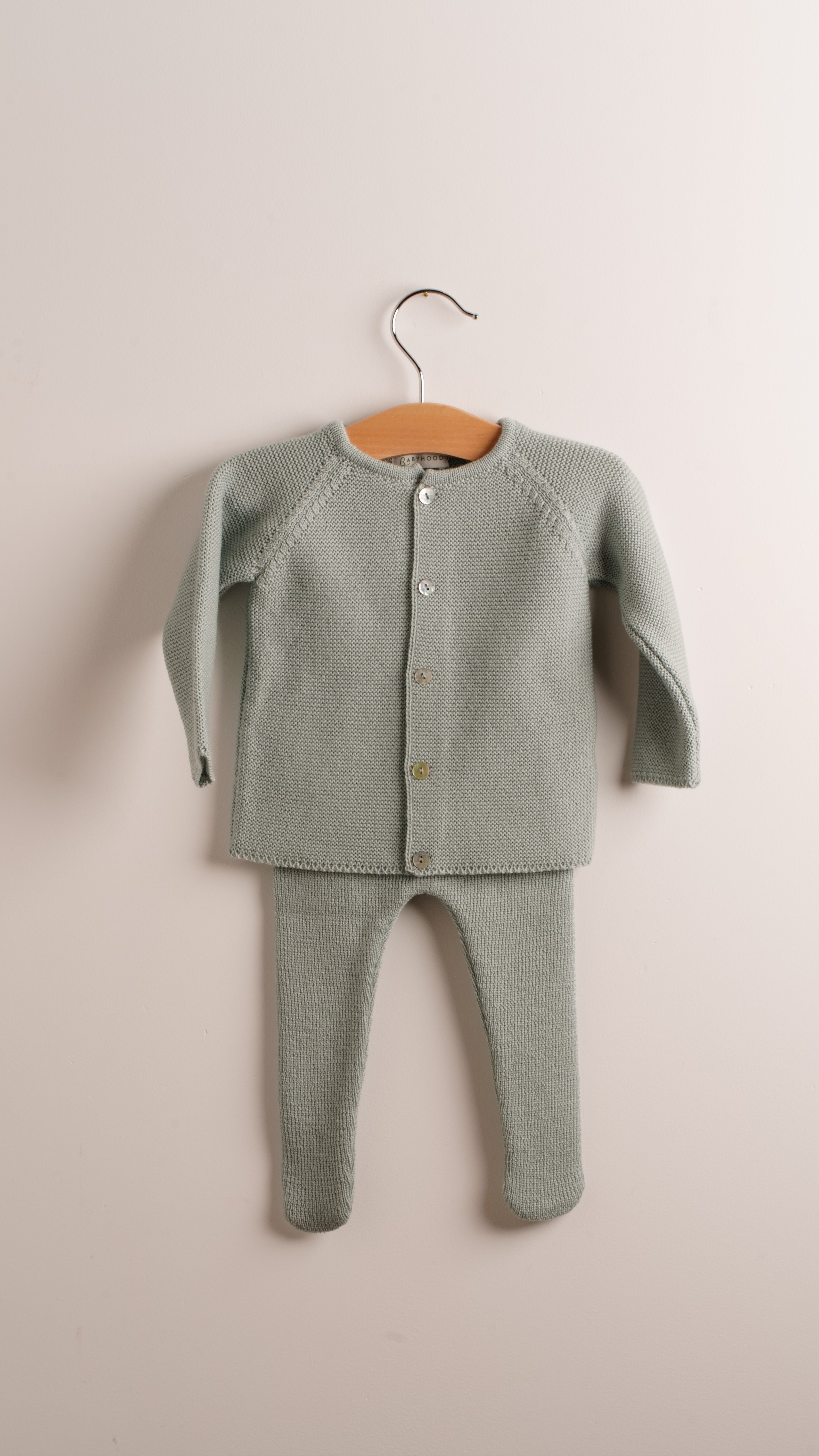 Babyhood collant neonato lana merino verde termoregolante