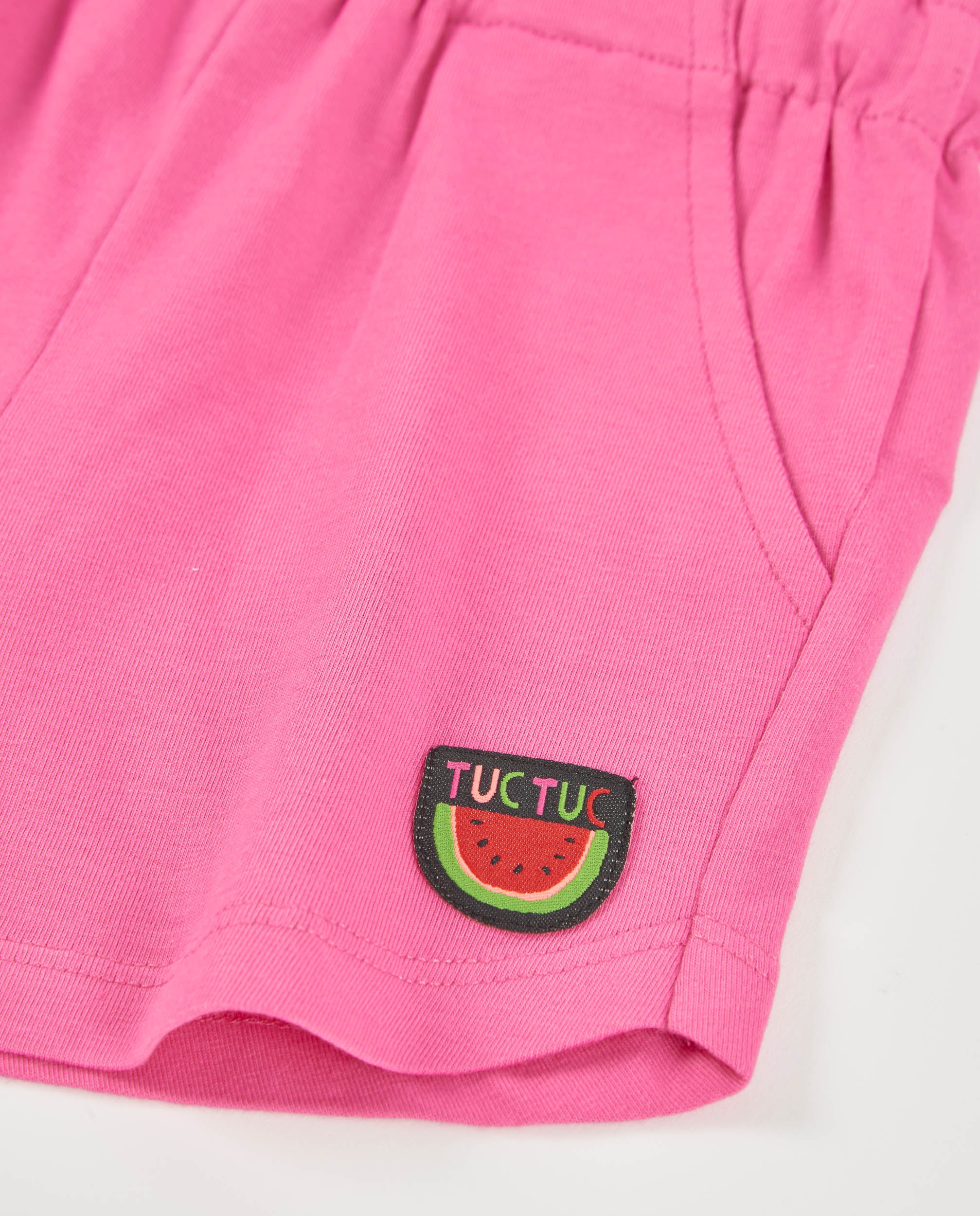 Tuc Tuc pantaloncini corti bambina rosa con ricamo anguria