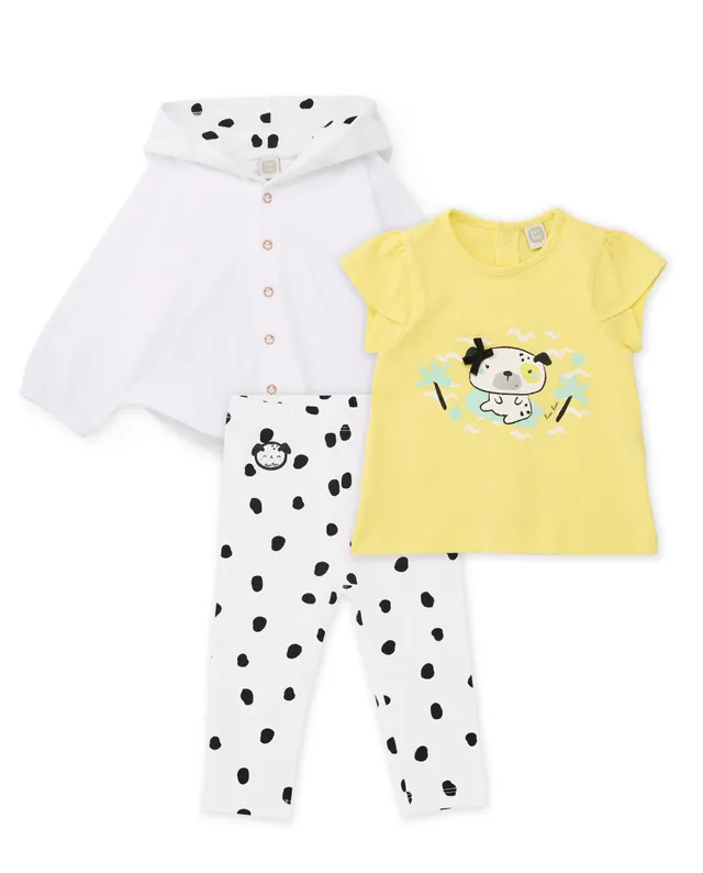 Tuc Tuc completo neonata 3 pezzi bianco giallo cucciolo