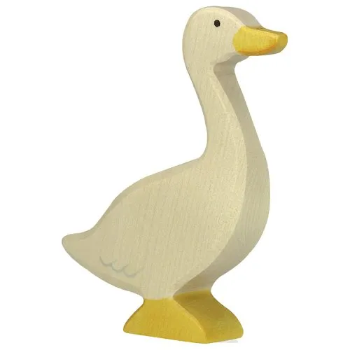 Holztiger Oca Bianca in Piedi Figura in Legno Dipinta a Mano