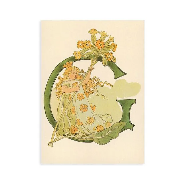 Ottilia Adelborg Alfabeto fiorito cartolina lettera G