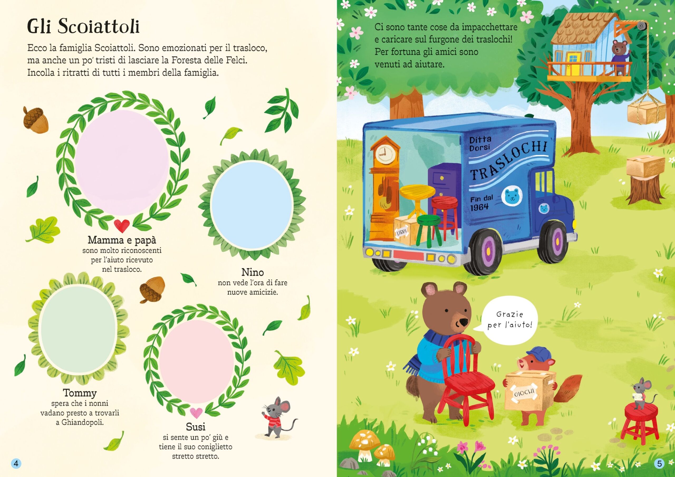Usborne Famiglia Scoiattoli Libro con Adesivi