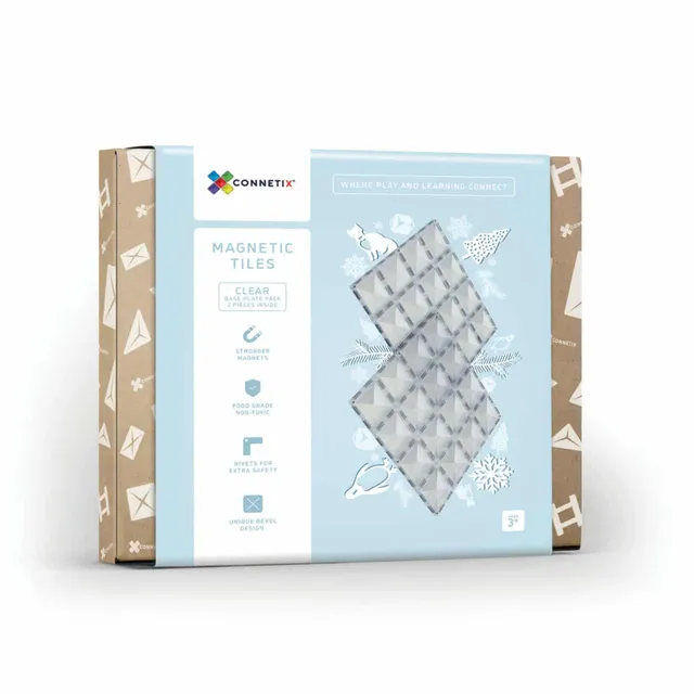 Connetix Base Plate Clear costruzioni magnetiche 2 pezzi