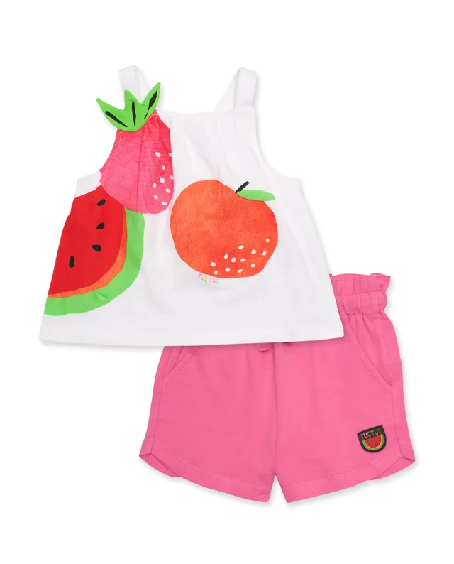 Tuc Tuc completo bambina canotta shorts bianco stampa frutta