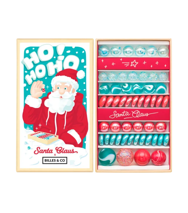 Billes & Co Santa Claus scatola biglie vetro 63 pezzi