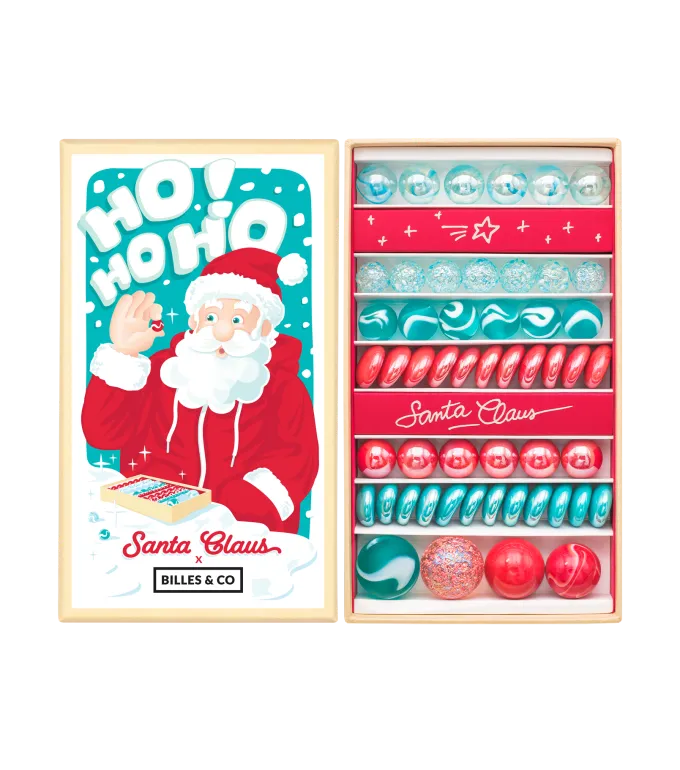 Billes & Co Santa Claus scatola biglie vetro 63 pezzi