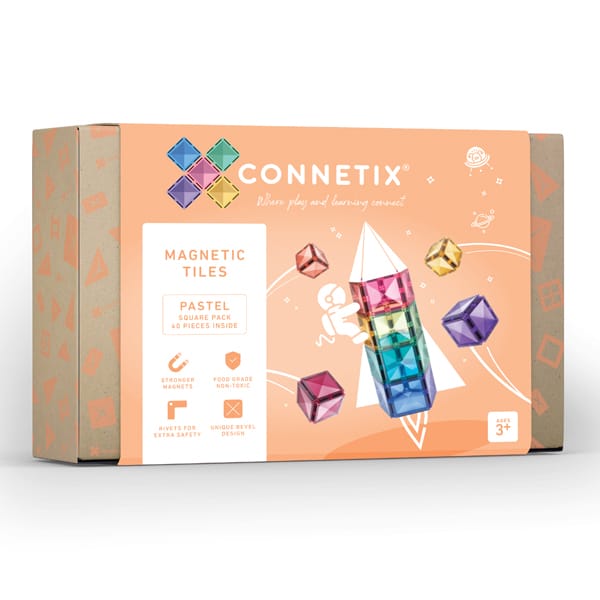 Connetix Pastel Square Pack costruzioni magnetiche 40 pezzi pastello