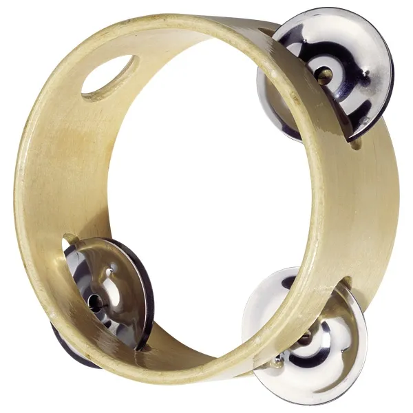 Goki Tamburello tre piatti sonaglio in legno 10,5 cm