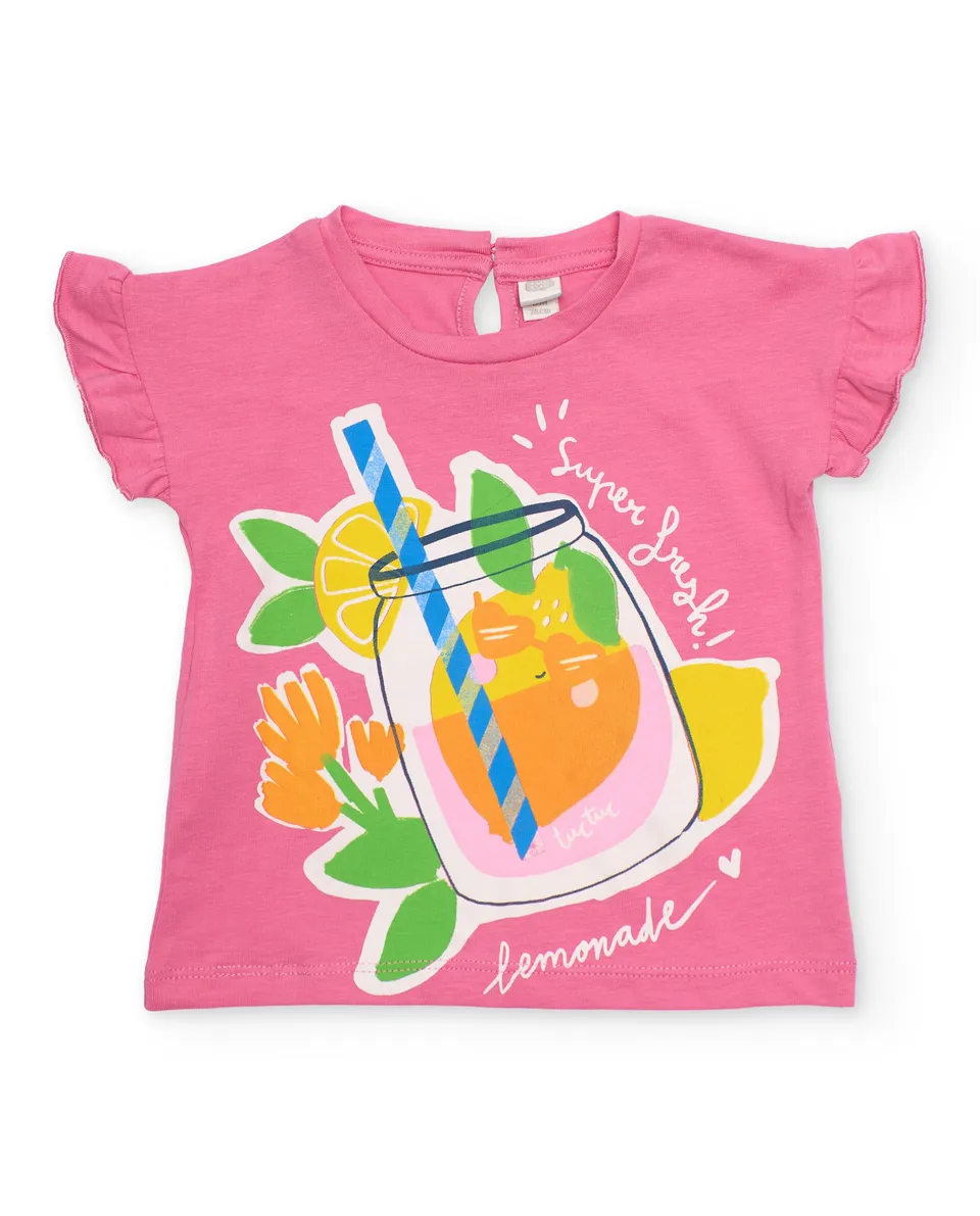 Tuc Tuc Maglietta Bambina Limonata Rosa con Volant