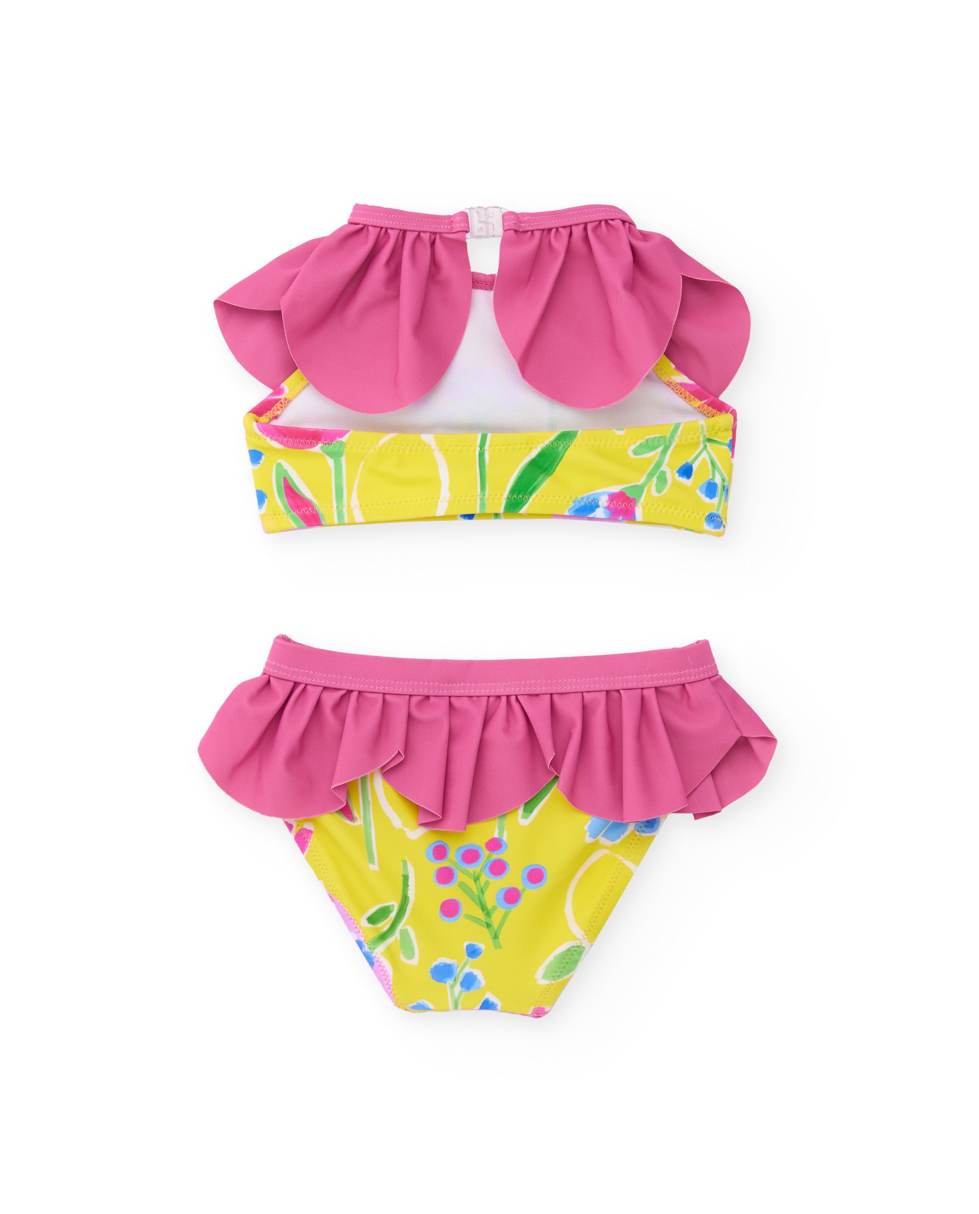 Tuc tuc bikini bambina giallo con volant rosa