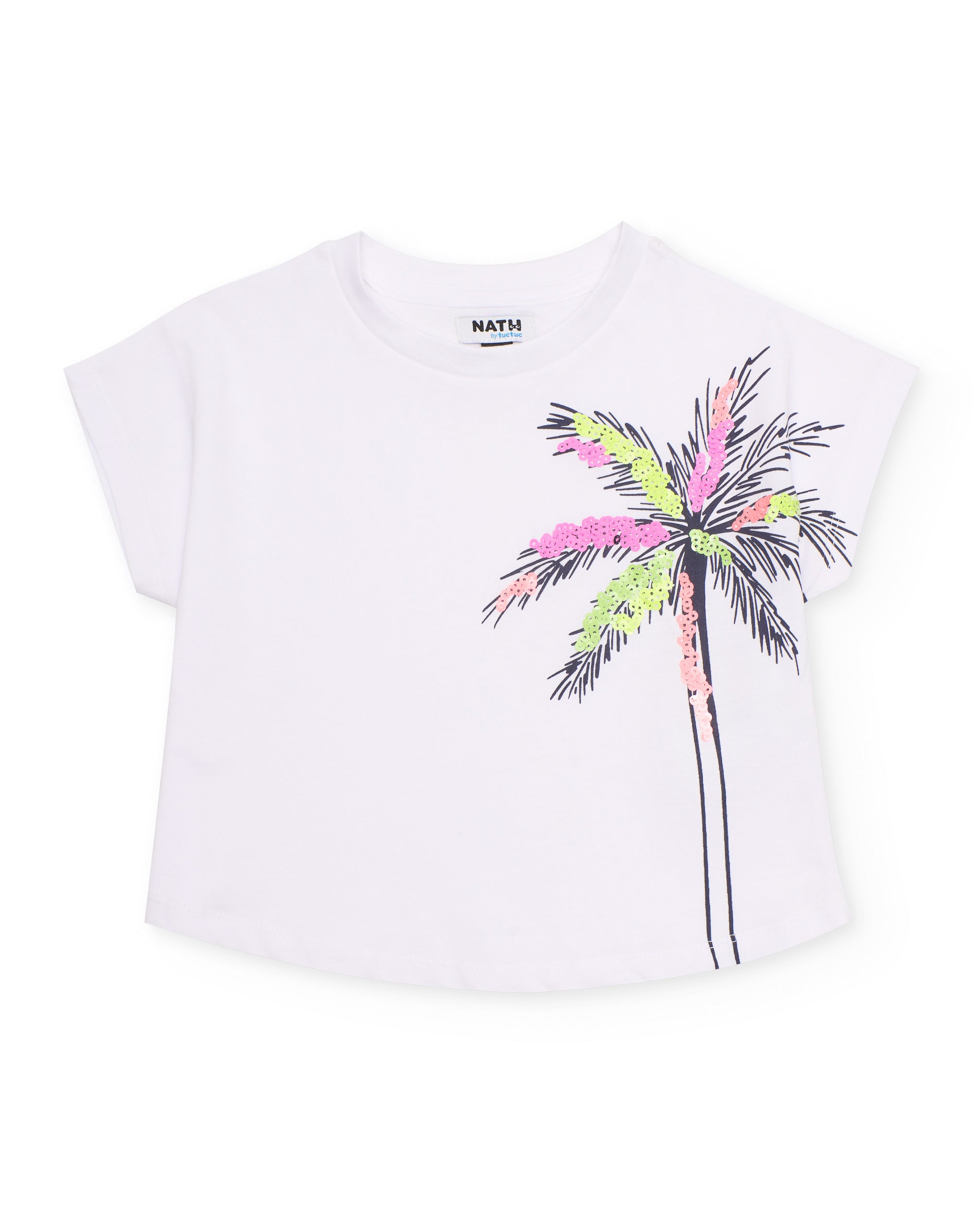 Tuc Tuc completo bambina t-shirt shorts palma bianco