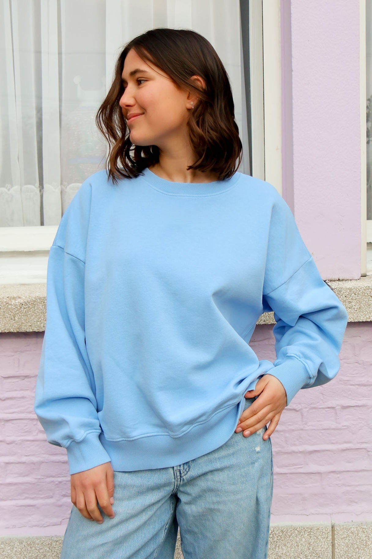 Ella and Rapha Club Soleil Sun felpa azzurra loose fit