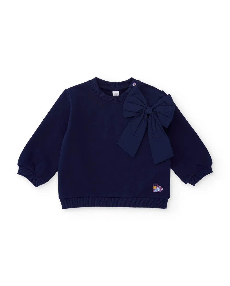 Tuc Tuc Capuccino felpa bambina blu navy fiocco calda