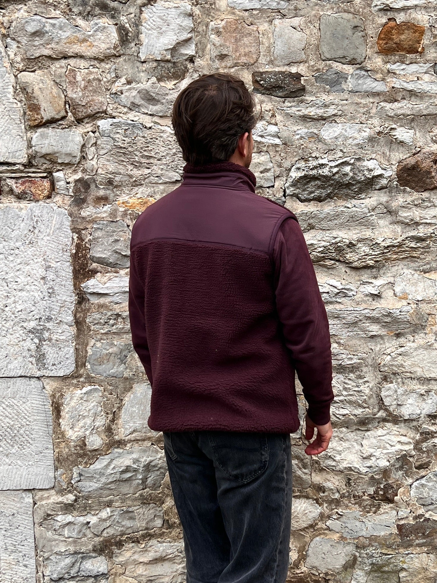 Ella and Rapha Teddy gilet bordeaux smanicato pile