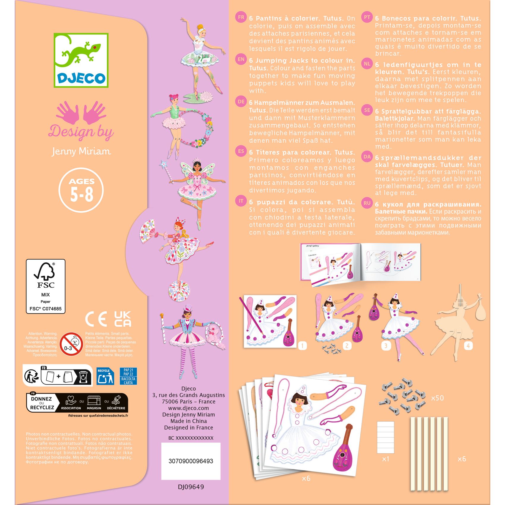 Djeco Tutus marionette carta 6 pz dai 6 anni