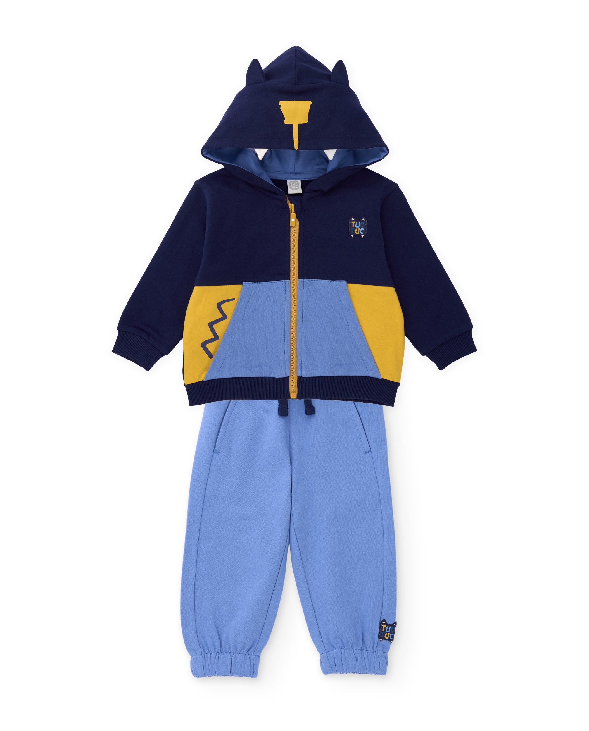 Tuc Tuc tuta bambino felpa blu cappuccio orecchie zip