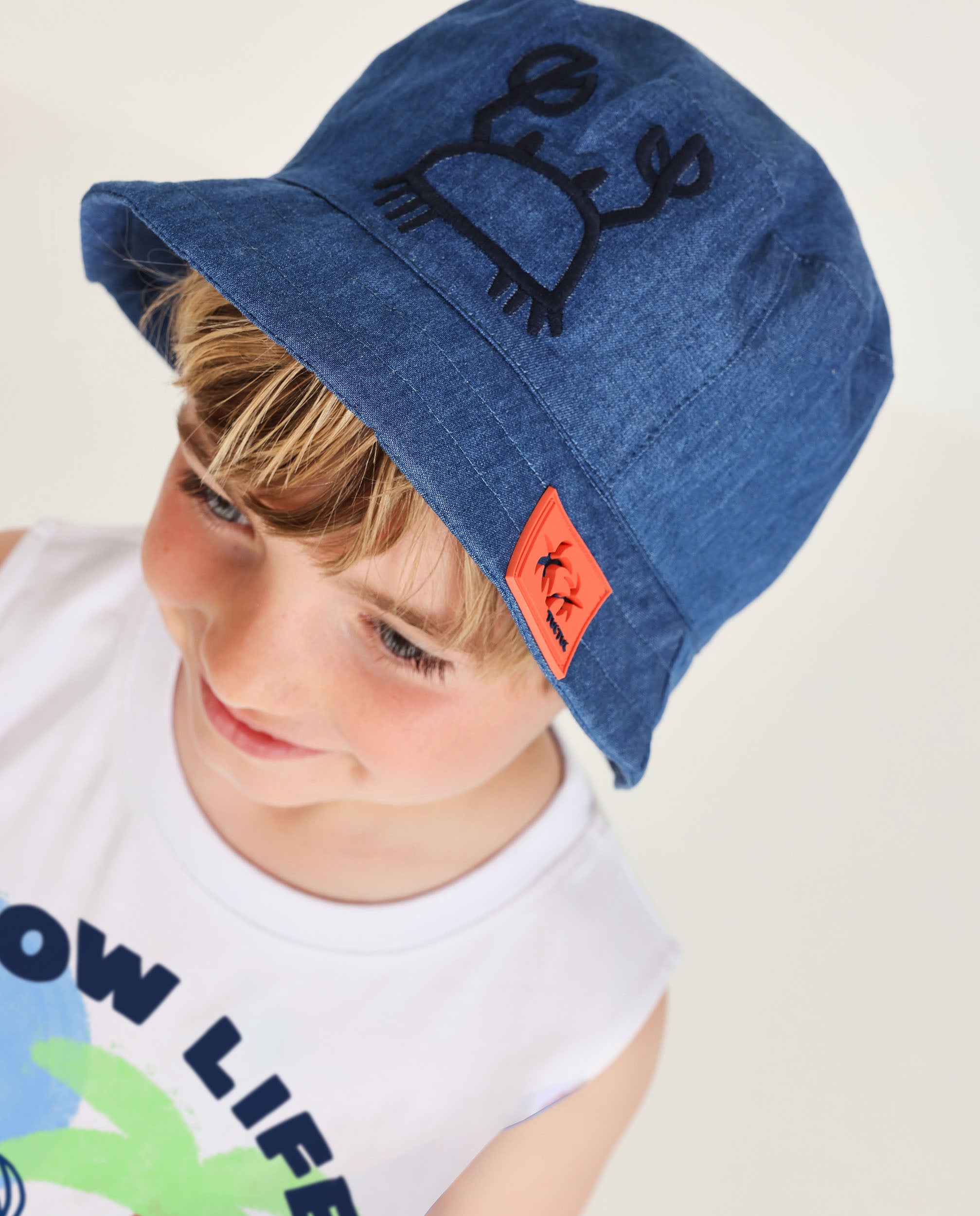 Tuc tuc cappello bambino jeans ricamo granchio