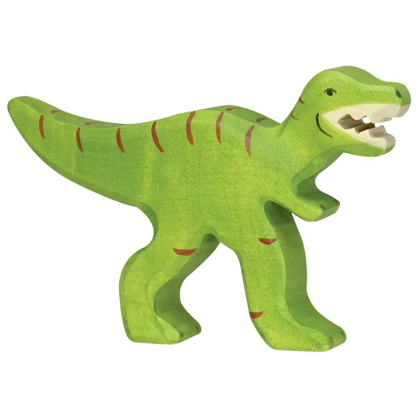 Holztiger Tirannosauro figura in legno dipinta a mano
