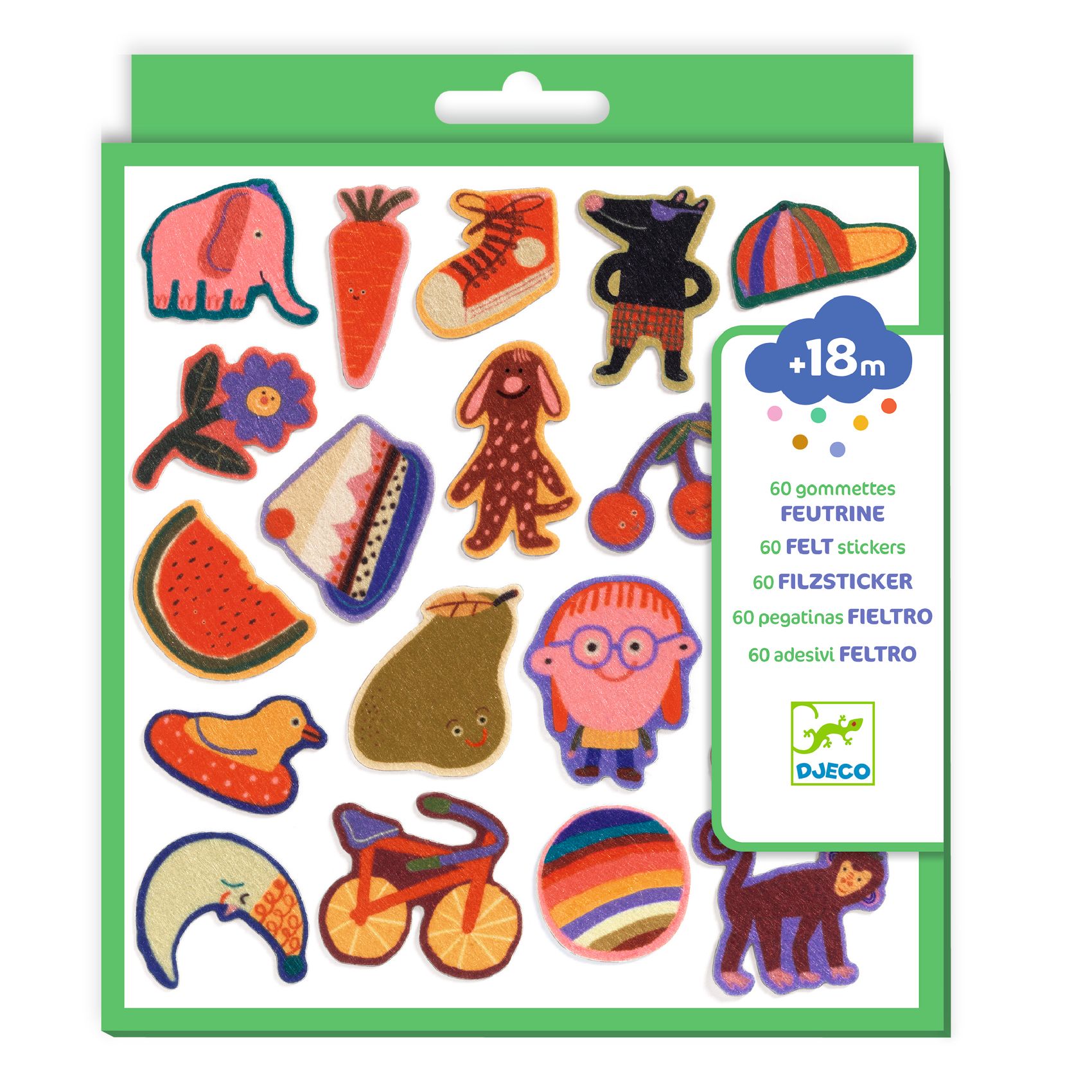 Djeco Textured Stickers The Silly Ones adesivi feltro 60 pezzi