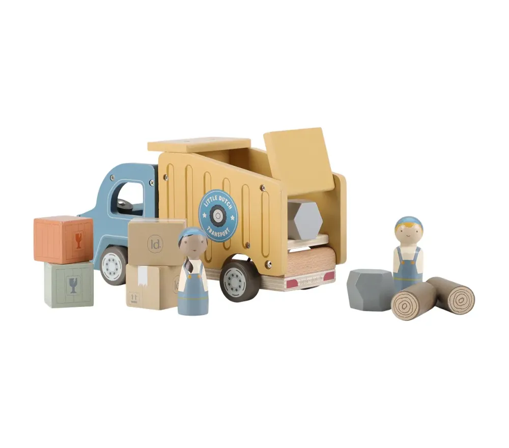 Little Dutch Camion Spazzatura legno con personaggio 18 mesi