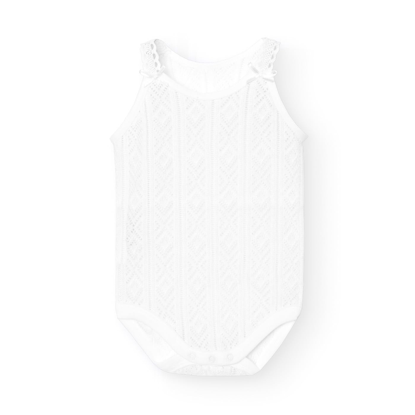 Babidu Perlé Body Spalline Sottili Cotone Bianco 18 Mesi