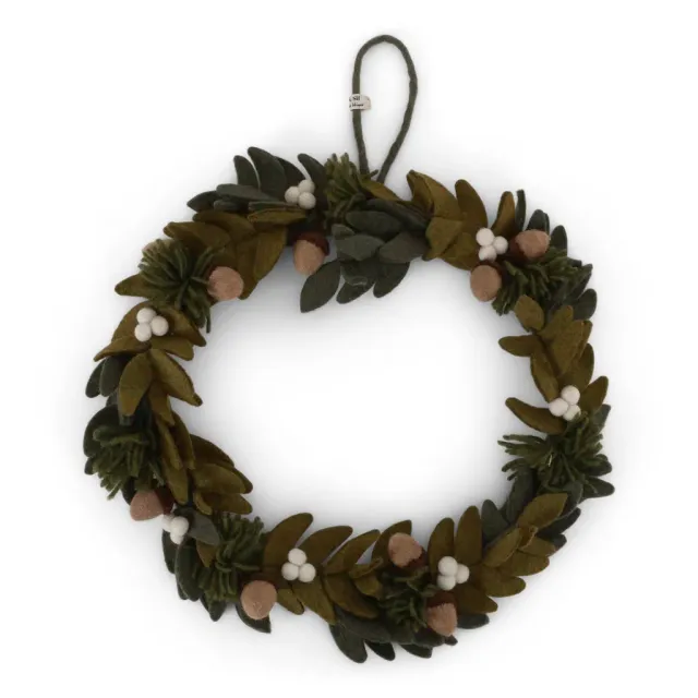 Gry & Sif ghirlanda feltro bacche e pigne 30 cm